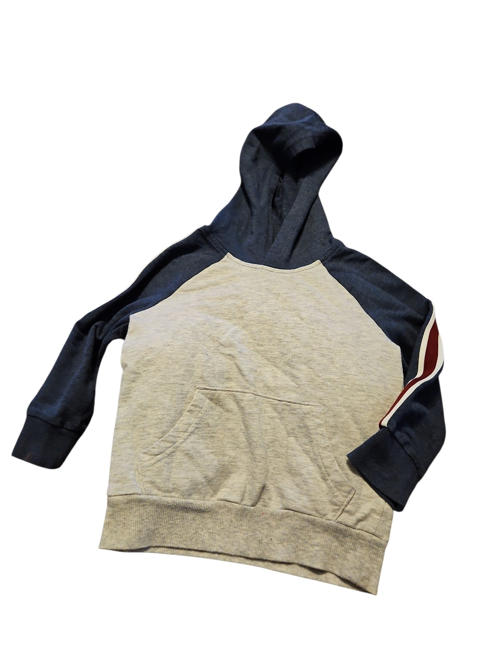 Kids Hooded Raglan Sweatshirt - Navy & Light Gray Jumping Beans Size 3t